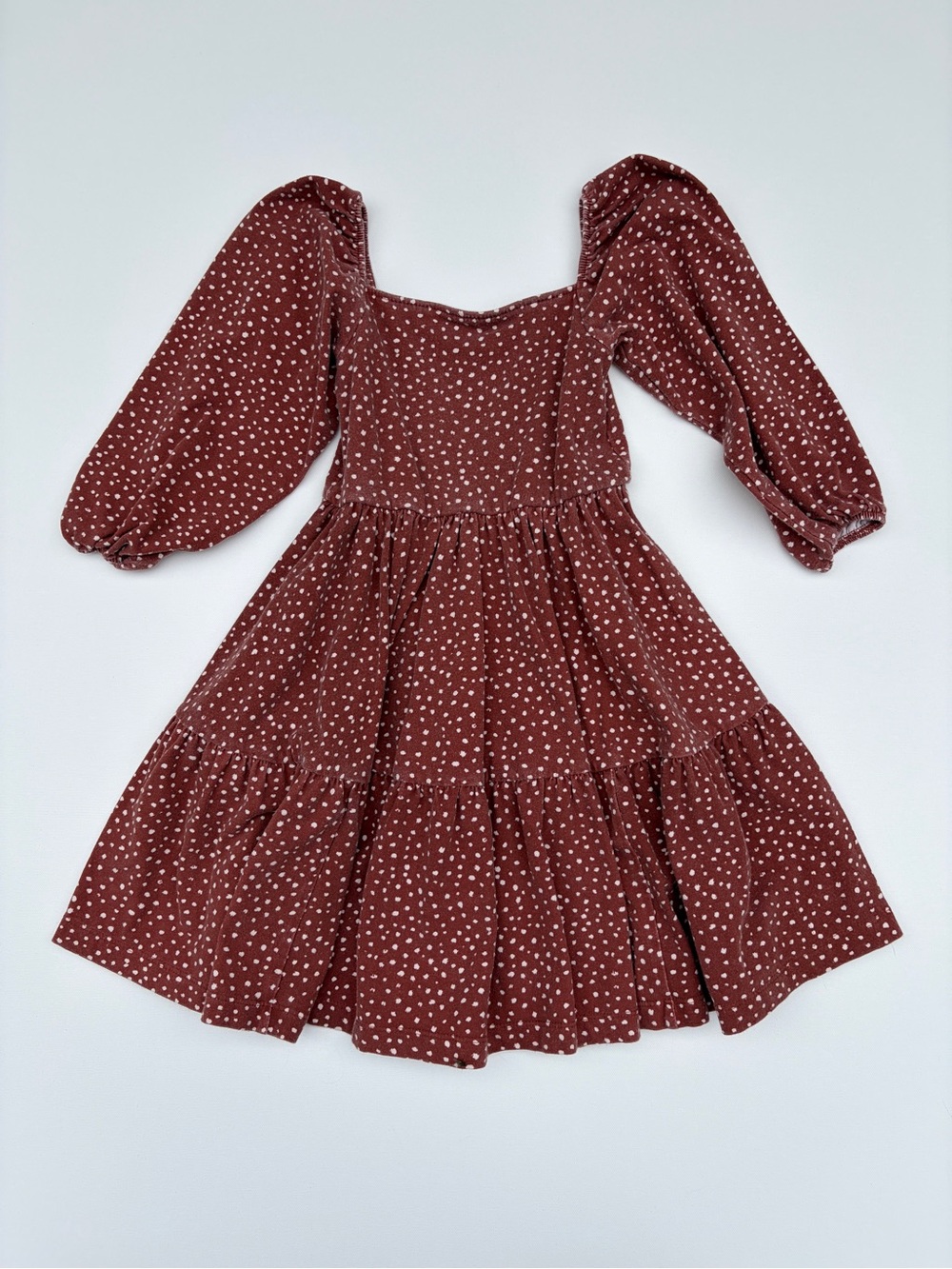 Alice + Ames 6 Brown Polka Dot Puff Sleeve Dress